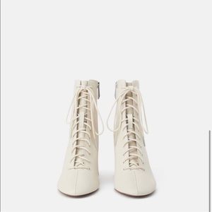 ZARA White Lace Up Boots